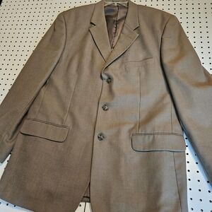 Enrico Geuni Mens 44L Lt Brown Suit Jacket Sport Coat Polyester Wool Blend